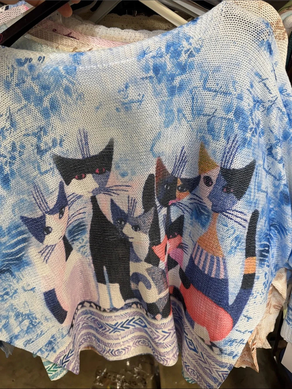 A11. From Italy 🇮🇹 Cat Print Lightweight Knit Top